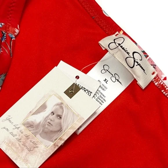Jessica Simpson Bikini Bottoms Mix & Match Floral Print Swim Red Size XL - Picture 6 of 10